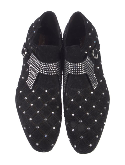 Cesare Paciotti Suede Crystal Embellishments Monk Straps