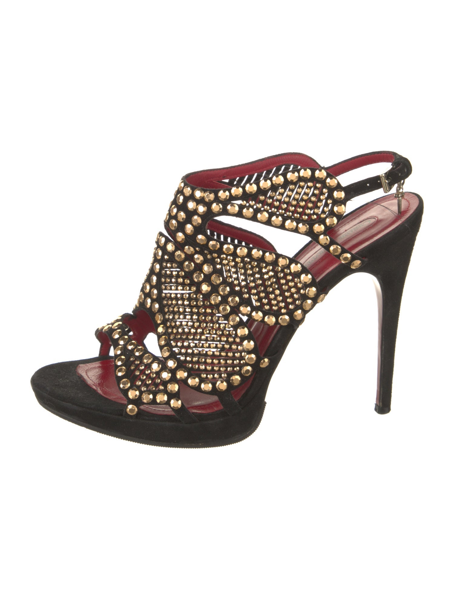 Cesare Paciotti Suede Studded Accents Slingback Sandals