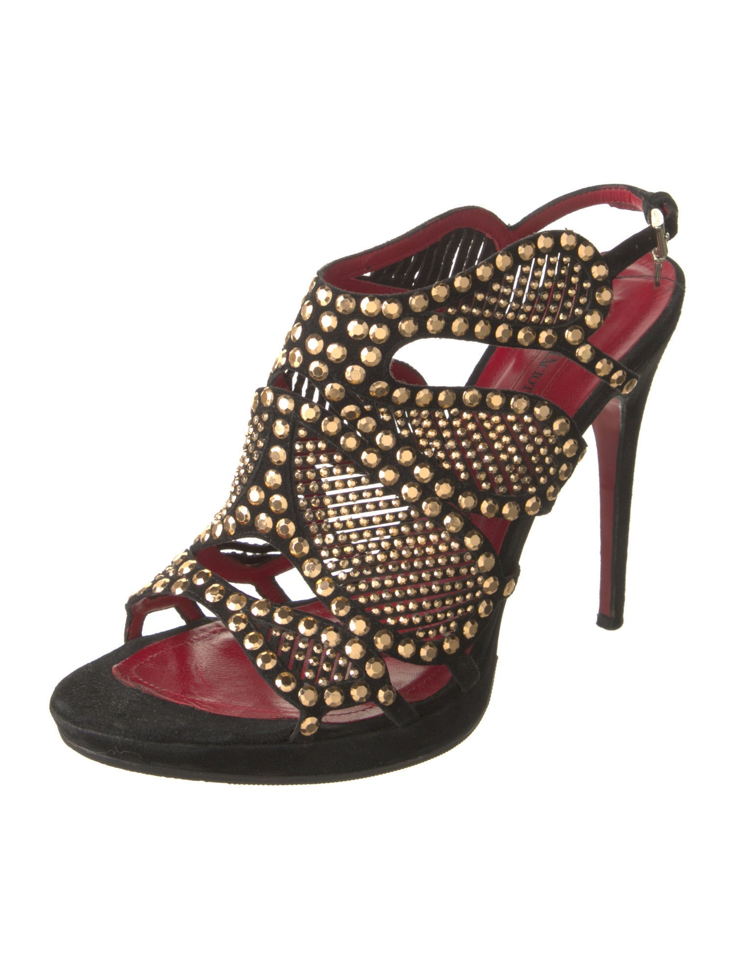 Cesare Paciotti Suede Studded Accents Slingback Sandals