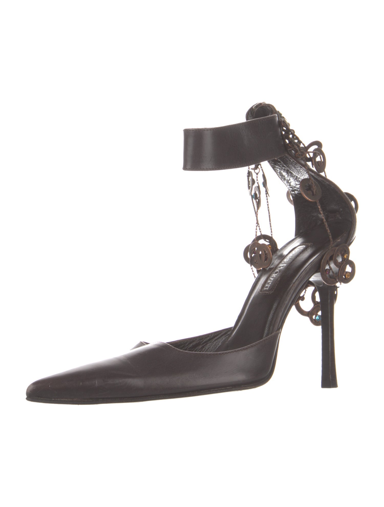 Cesare Paciotti Leather Chain-Link Accents D'Orsay Pumps