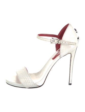 Cesare Paciotti Python Leather Trim Embellishment Sandals
