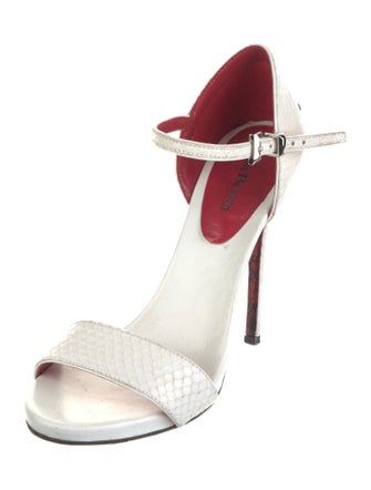 Cesare Paciotti Python Leather Trim Embellishment Sandals