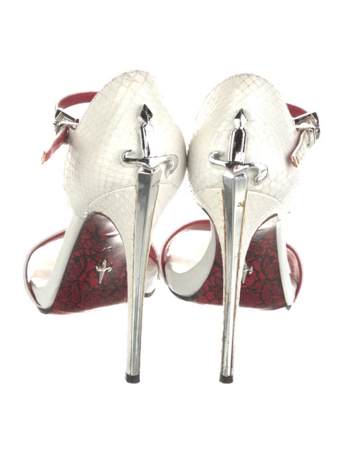 Cesare Paciotti Python Leather Trim Embellishment Sandals