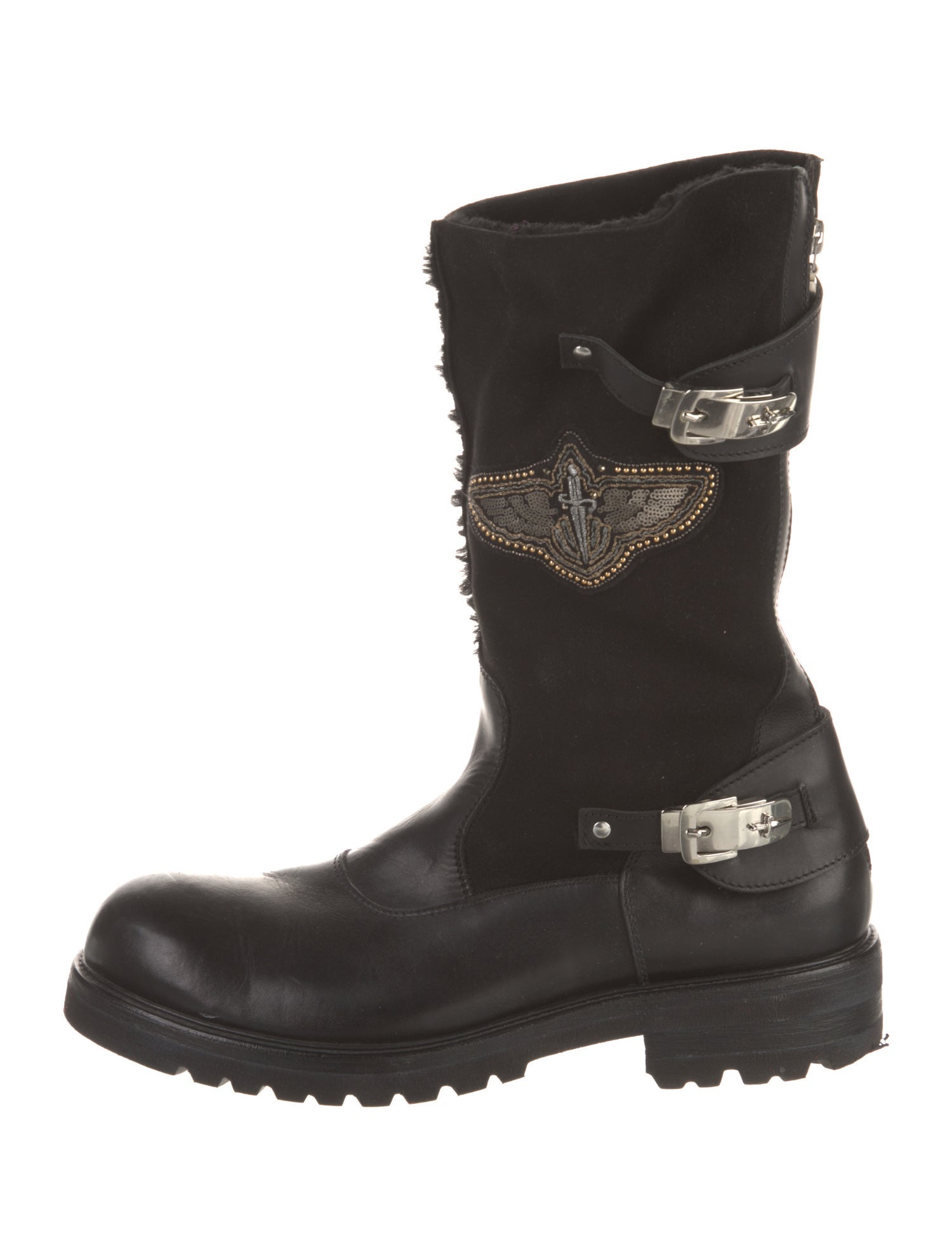 Cesare Paciotti Leather Studded Accents Boots