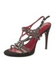Cesare Paciotti Suede Studded Accents T-Strap Sandals
