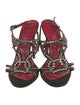 Cesare Paciotti Suede Studded Accents T-Strap Sandals