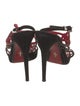 Cesare Paciotti Suede Studded Accents T-Strap Sandals