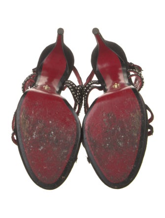 Cesare Paciotti Suede Studded Accents T-Strap Sandals