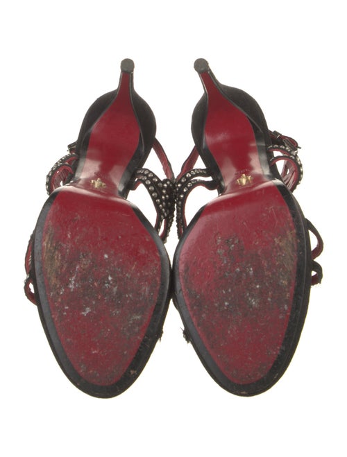 Cesare Paciotti Suede Studded Accents T-Strap Sandals