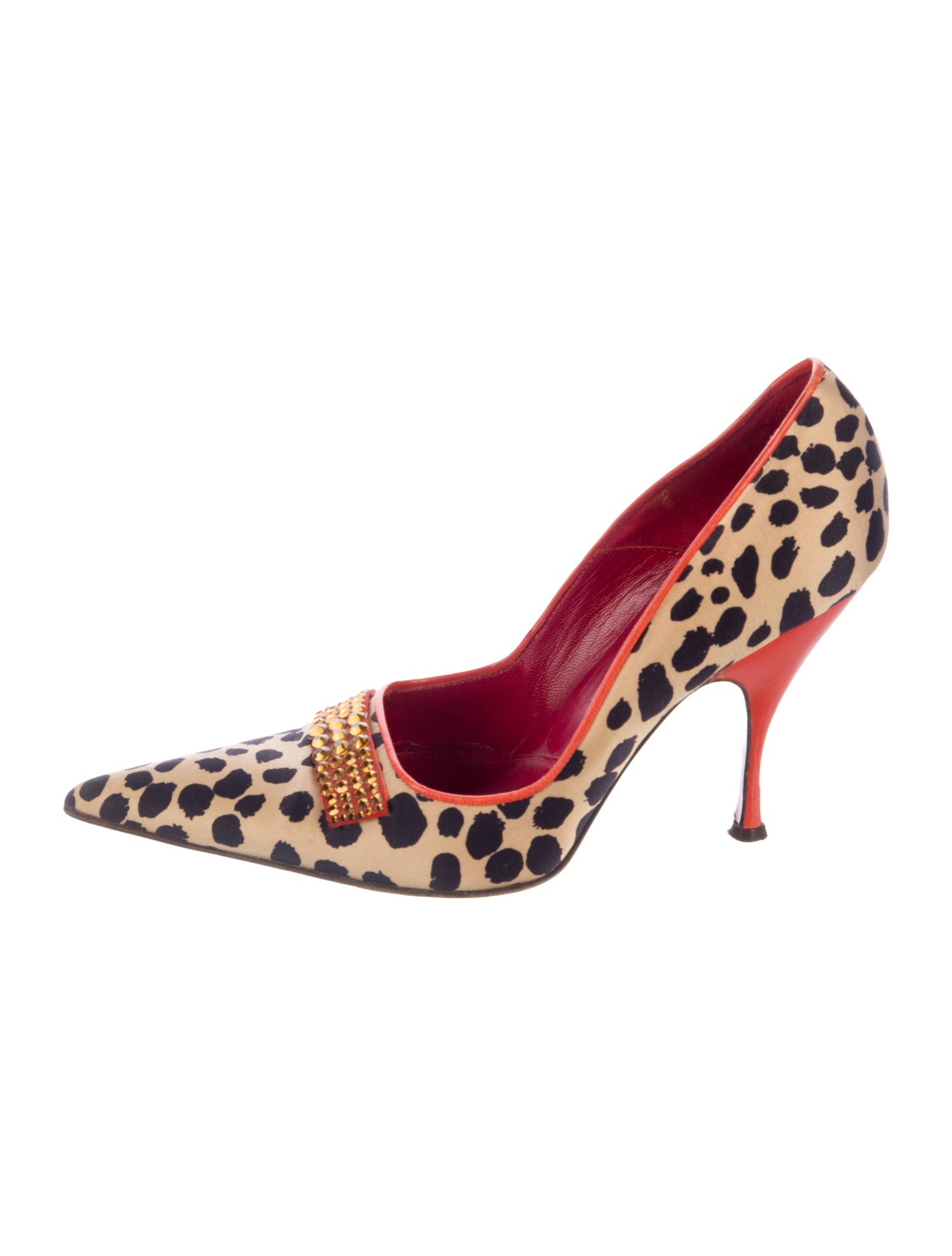 Cesare Paciotti Satin Animal Print Pumps