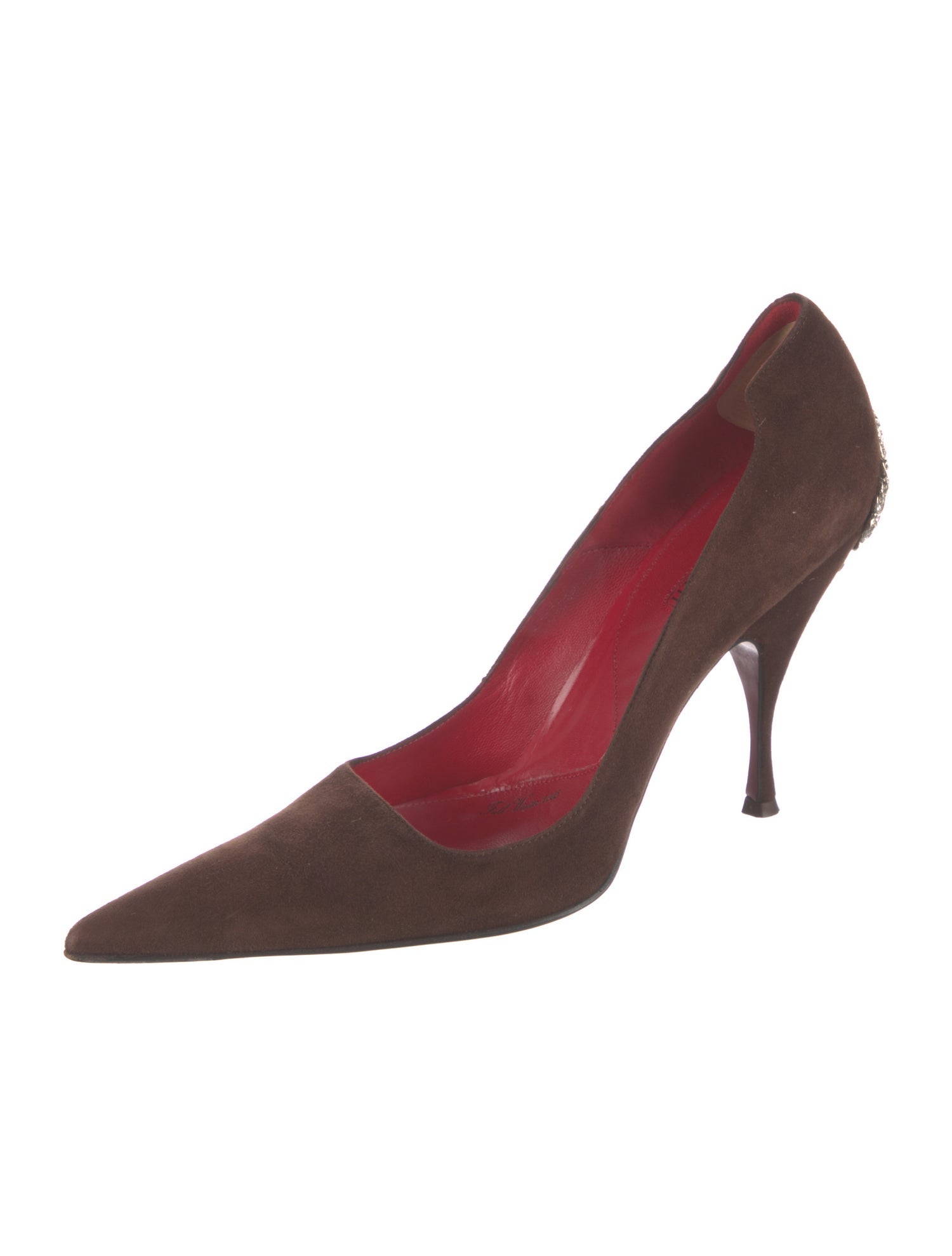 Cesare Paciotti Suede Crystal Embellishments Pumps