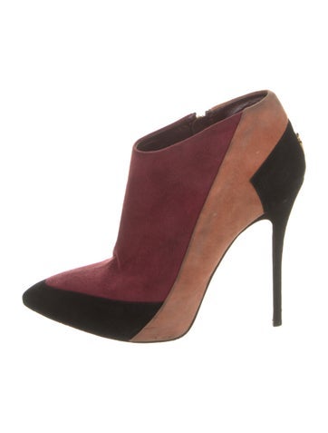 Pre-owned Cesare Paciotti Suede Colorblock Pattern Boots In Burgundy
