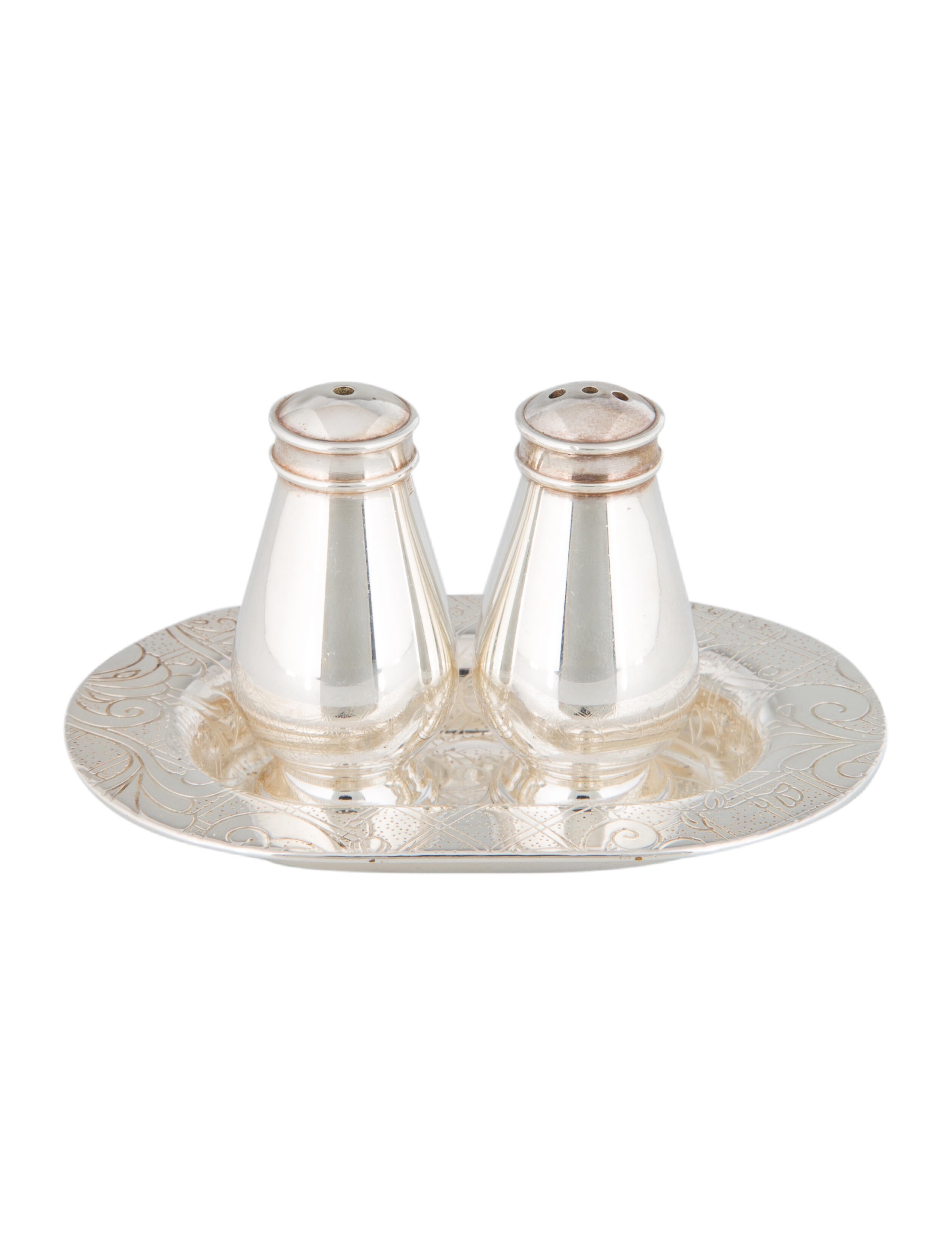 Christofle 3-piece Salt and Pepper Shaker Set w/Tray