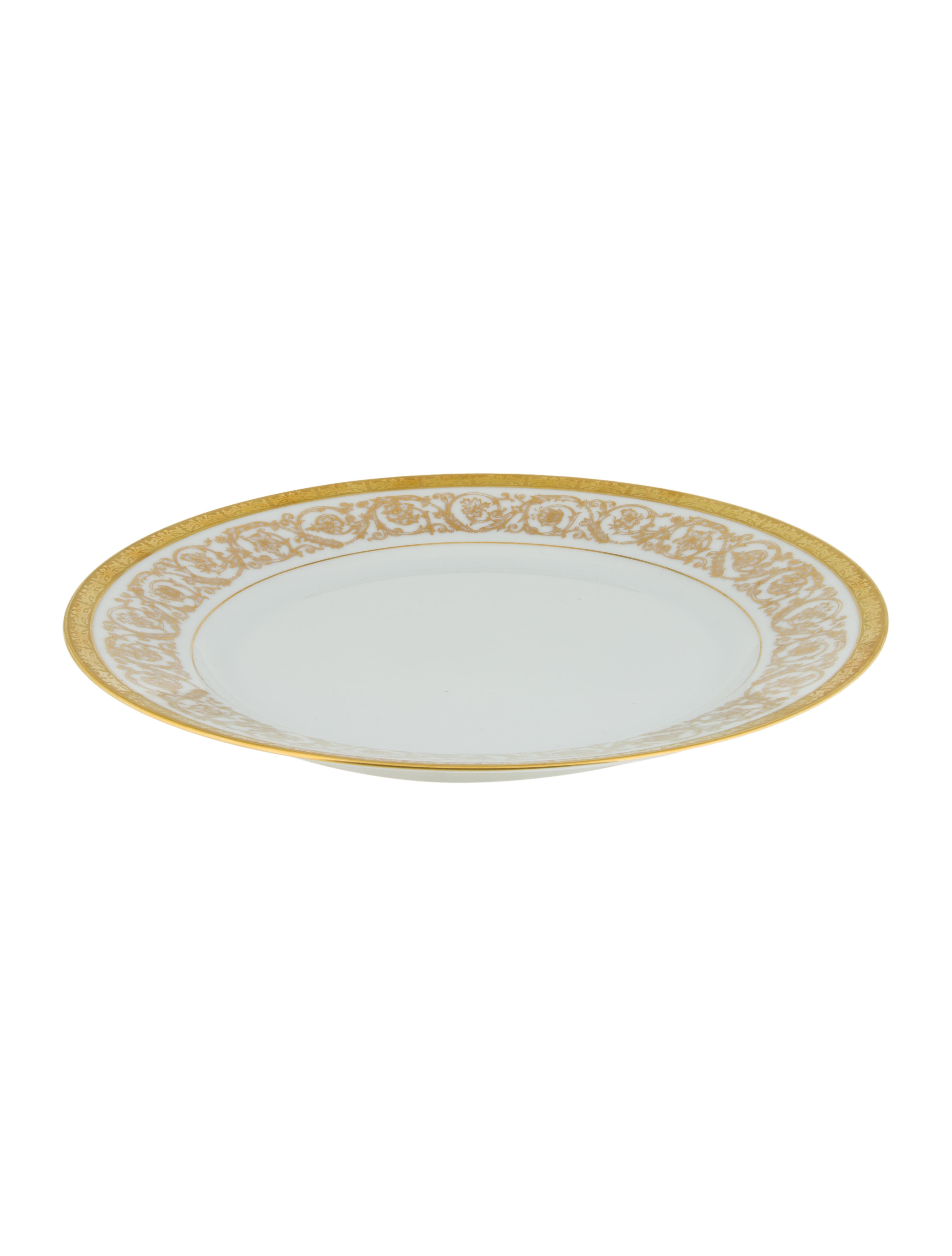 Christofle Pair Of Orangerie Dinner Plates Gold, 2 pieces Dinnerware