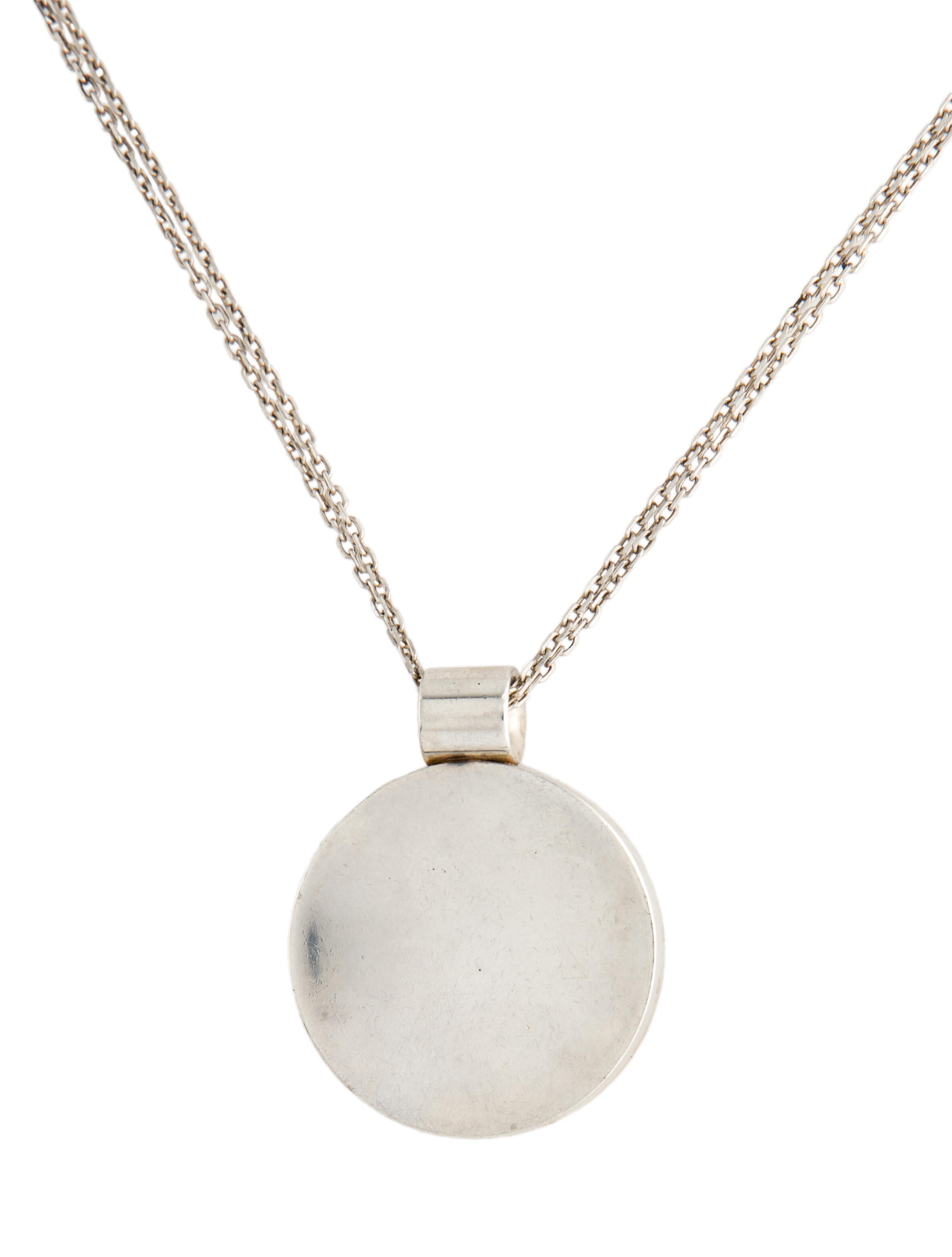 Christofle Concave Disc Pendant Necklace Sterling Silver Pendant