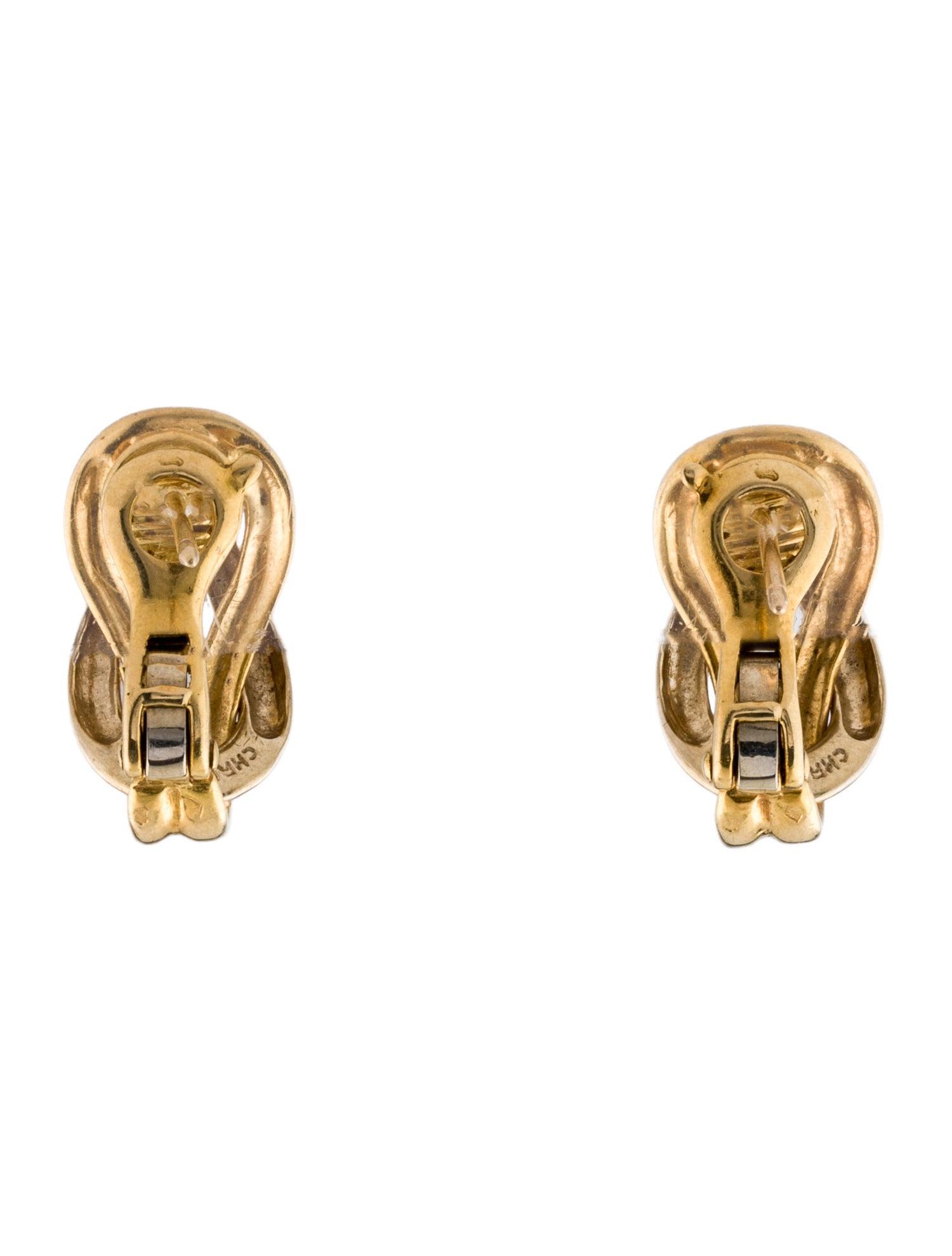 Christofle Vintage 18K Two-Tone Interlocking Earclips