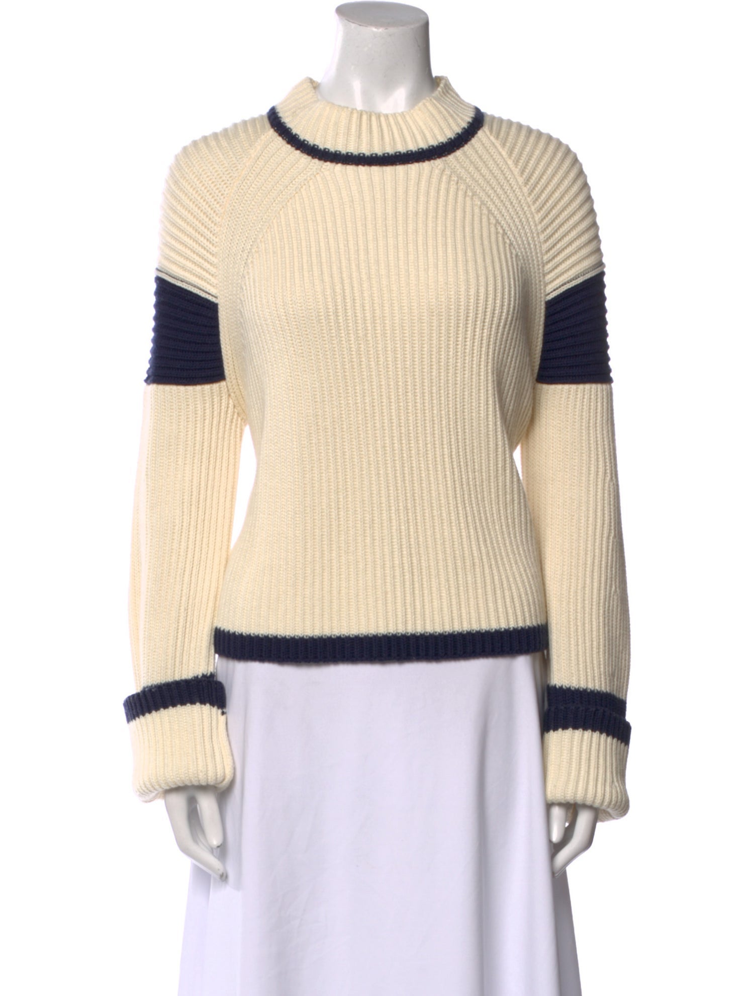 GWYN Colorblock Pattern Mock Neck Sweater