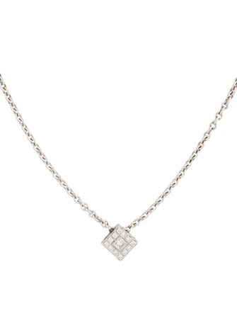 Charriol 18K Square Diamond Pendant Necklace