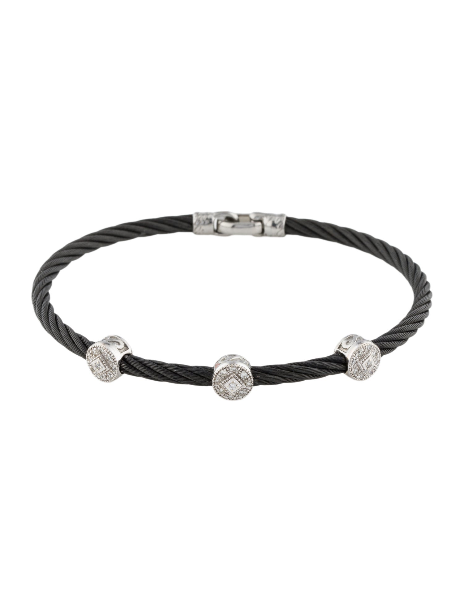 Charriol Diamond Three Station Cable Bracelet