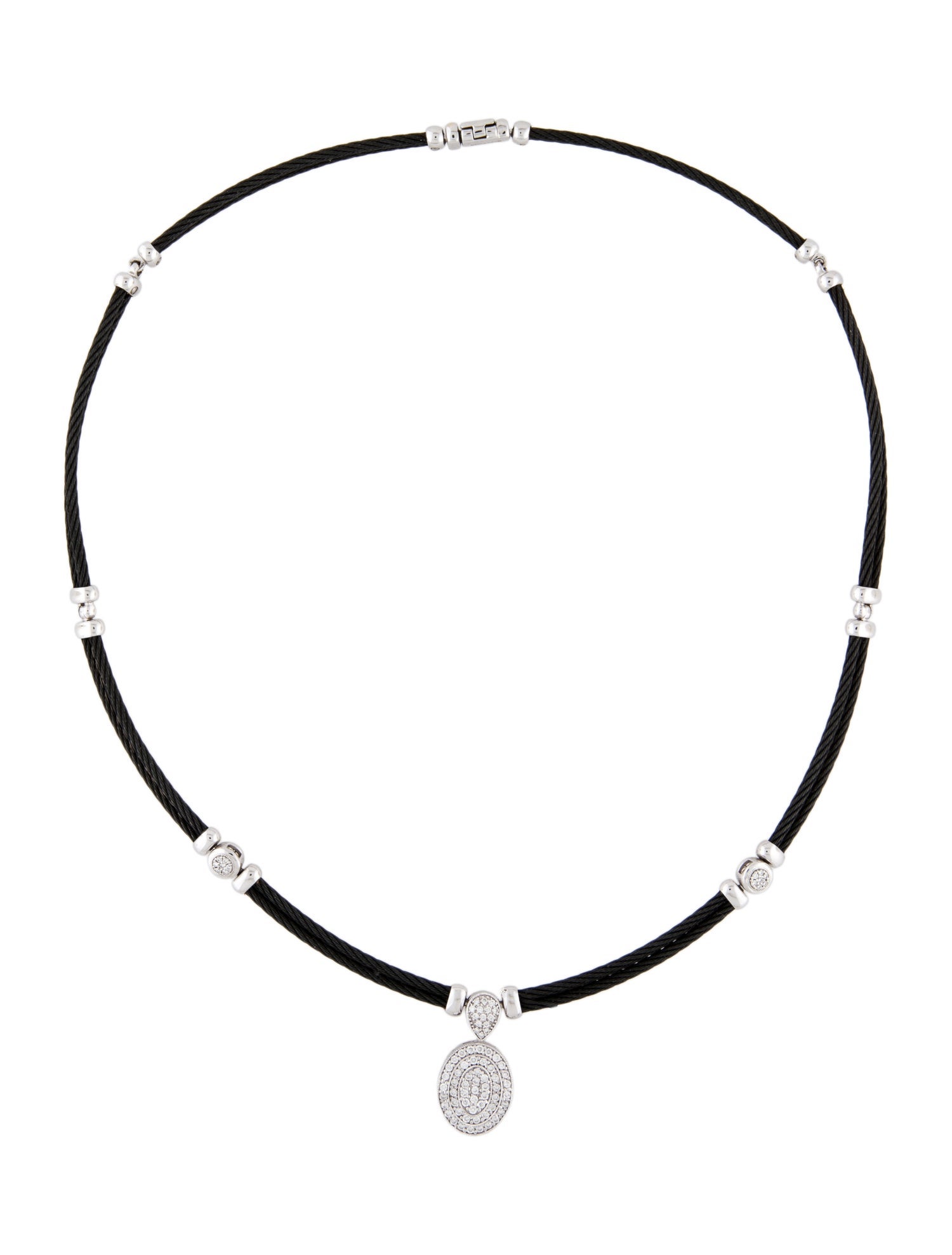 Charriol 18K Diamond Oval Celtic Noir Necklace