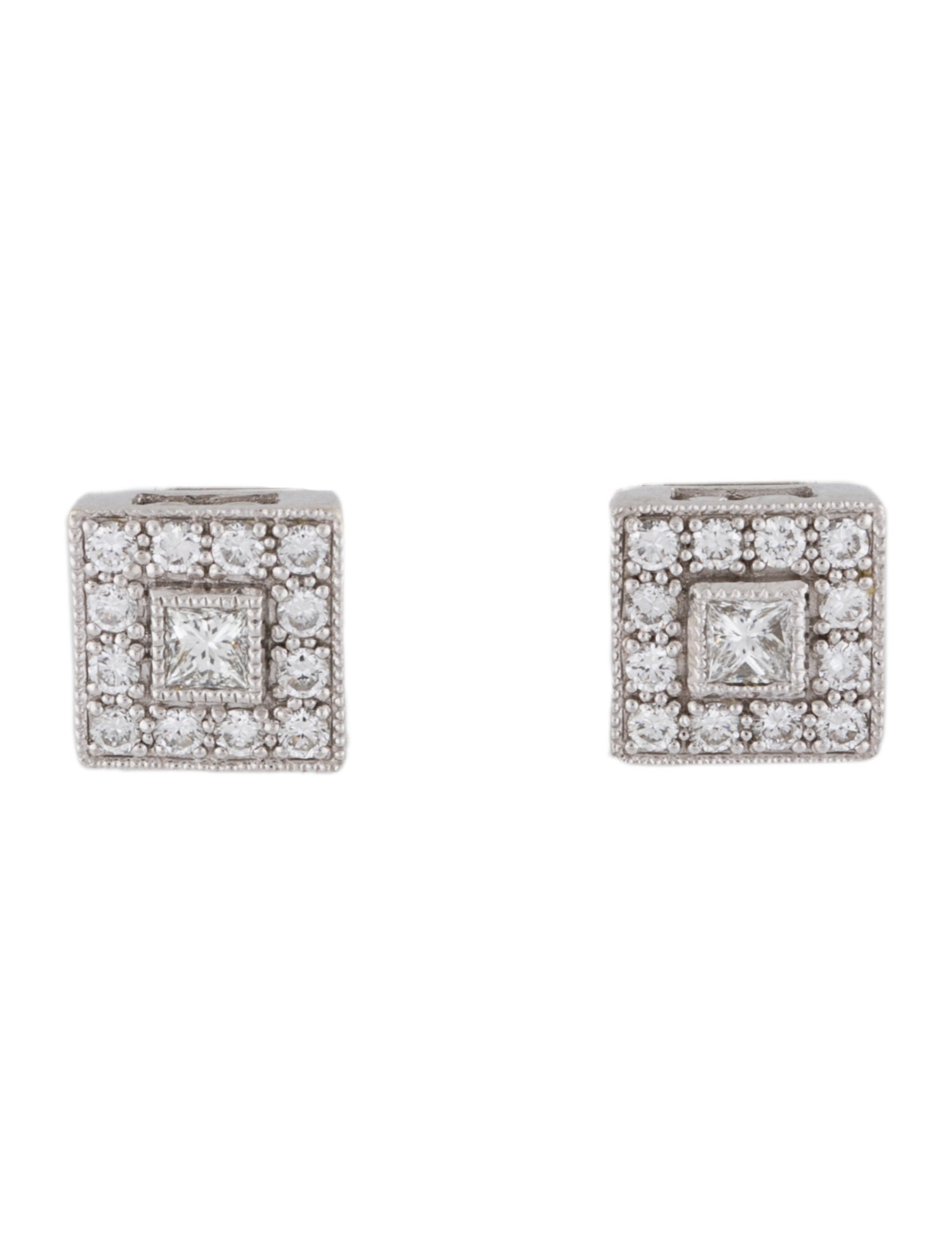 Charriol 18K Diamond Square Stud Earrings