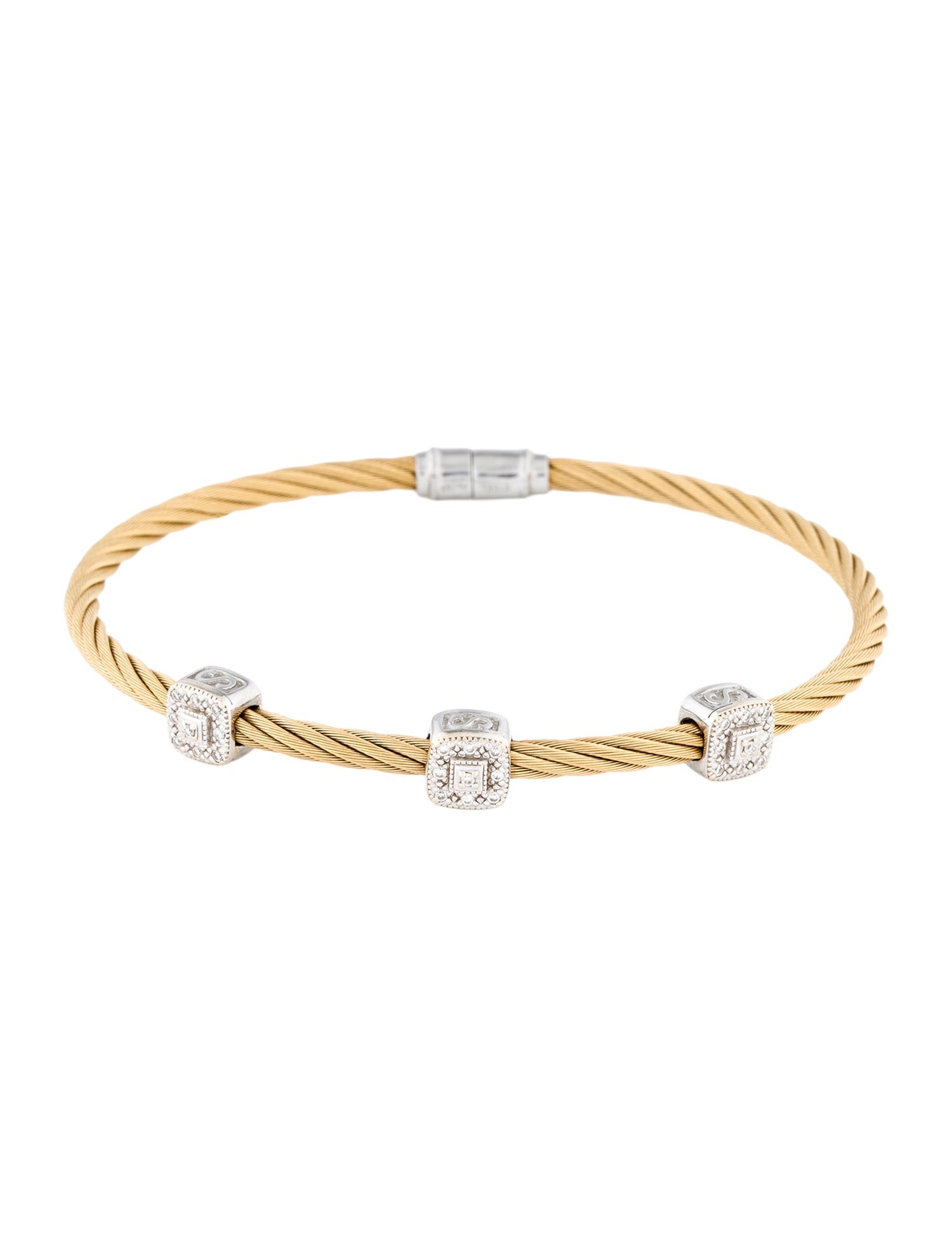 Charriol Diamond Cable Three Station Bracelet