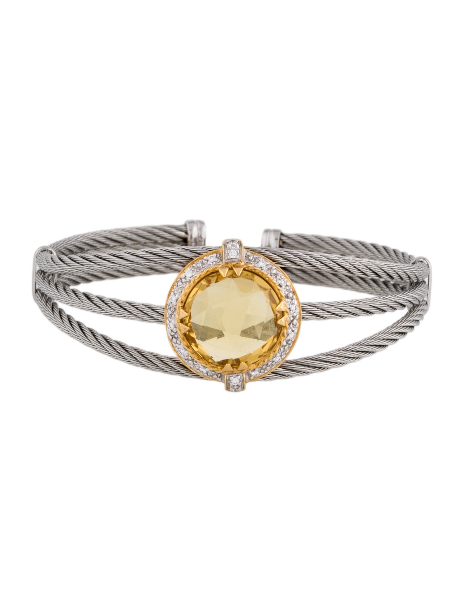 Charriol Citrine & Diamond Celtic Cable Bracelet