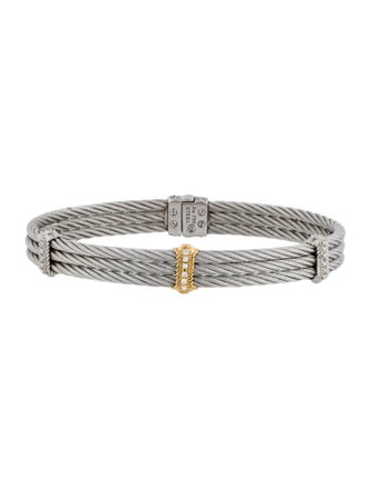 Charriol Diamond Three-Row Cable Bangle Bracelet