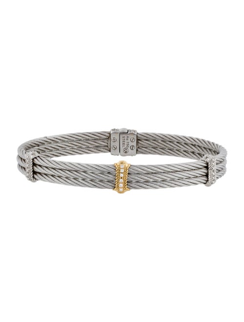 Charriol Diamond Three-Row Cable Bangle Bracelet