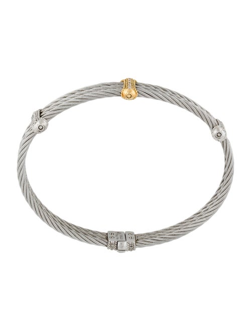 Charriol Diamond Three-Row Cable Bangle Bracelet