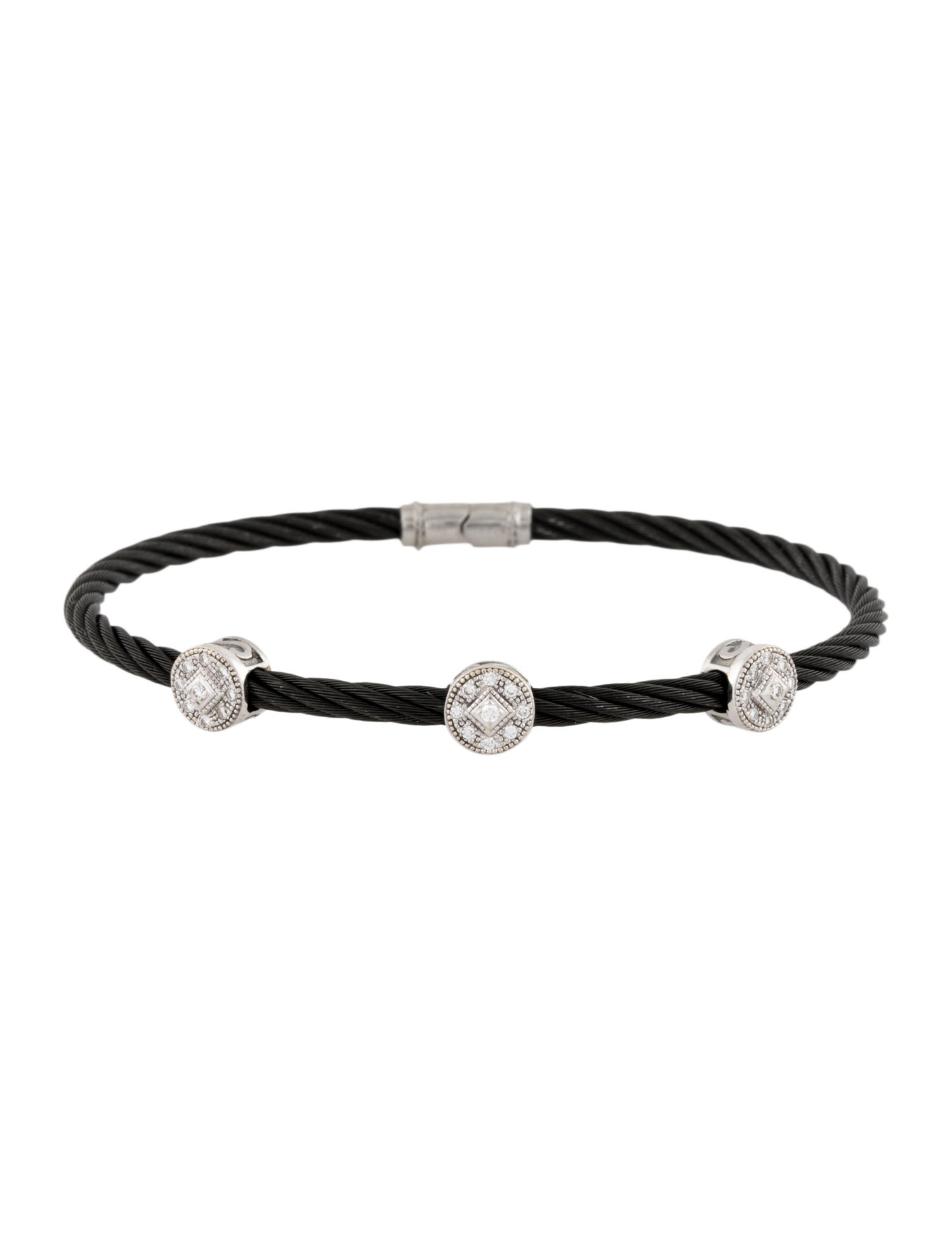 Charriol Diamond Three Station Cable Bracelet
