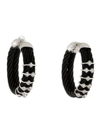 Charriol Diamond Celtic Noir Hoop Earrings
