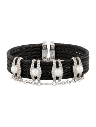 Charriol Pearl & Diamond Noir Cuff Bracelet