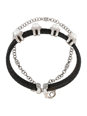 Charriol Pearl & Diamond Noir Cuff Bracelet