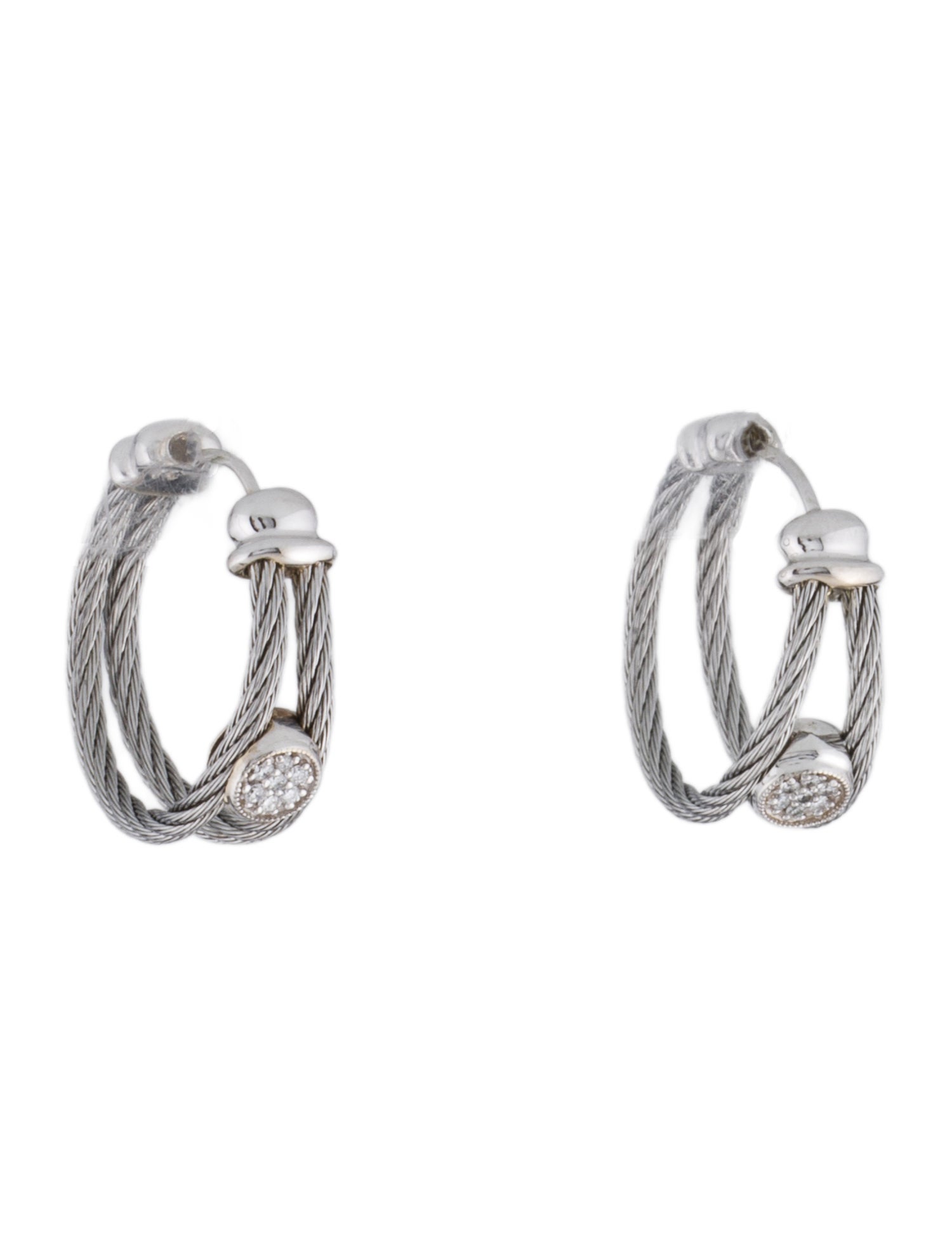 Charriol Diamond Cable Huggie Earrings