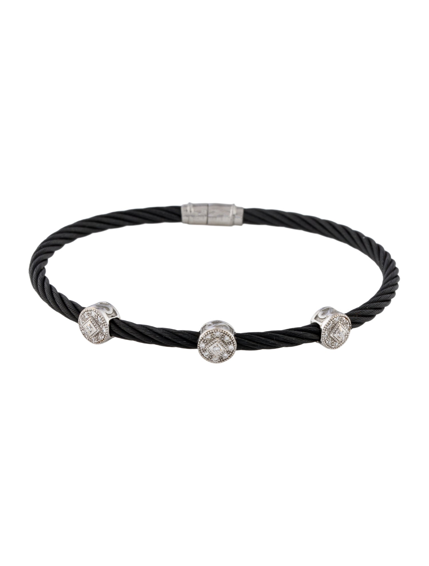 Charriol Diamond Three Station Cable Bracelet