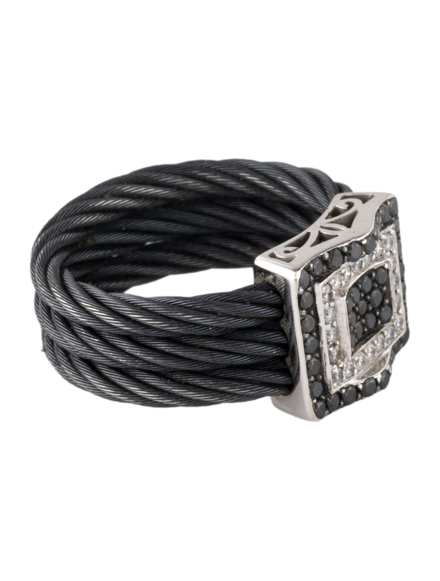 Charriol 18K Diamond Celtic Noir Nautica Cable Cocktail Ring