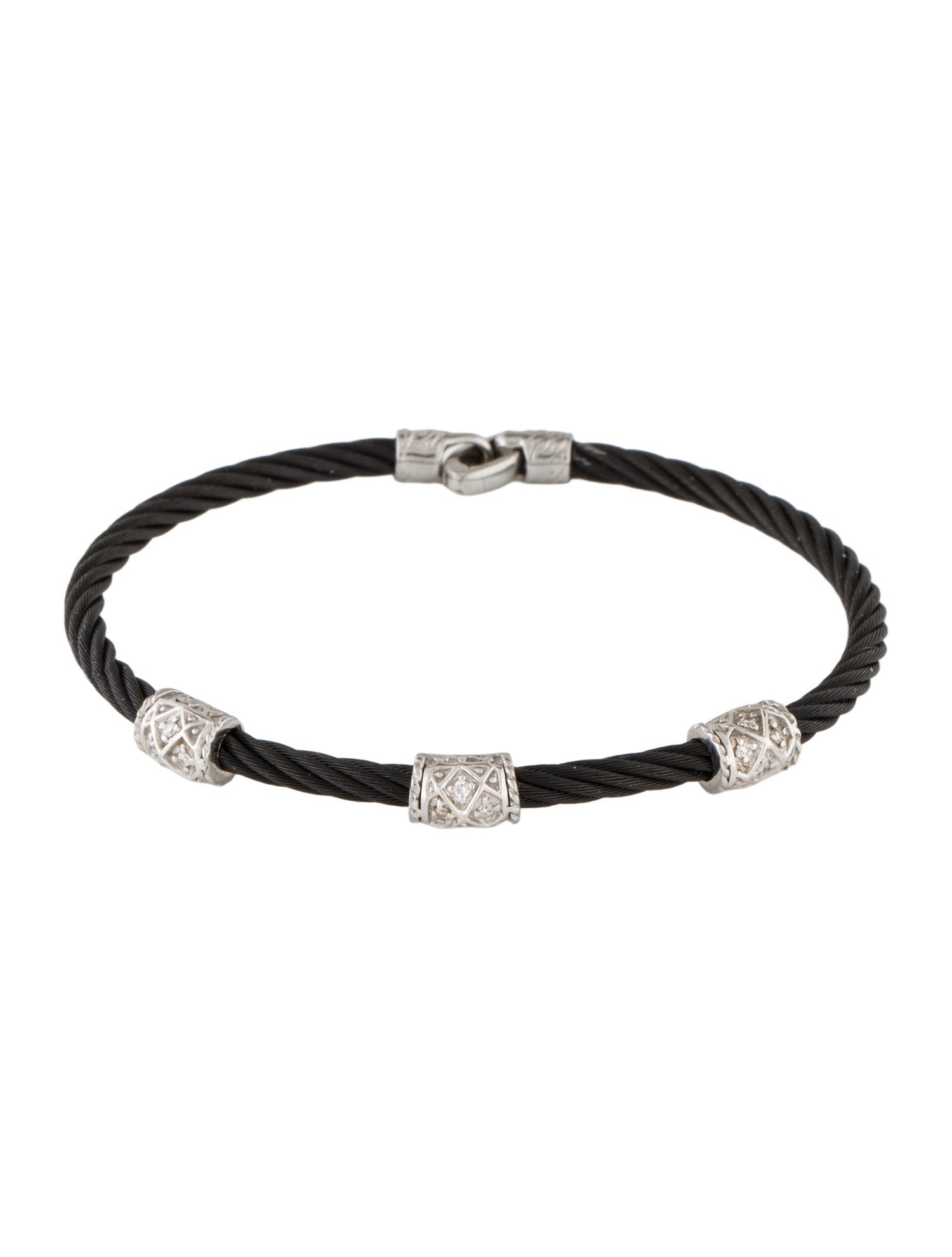 Charriol Diamond 3 Station Cable Bangle Bracelet