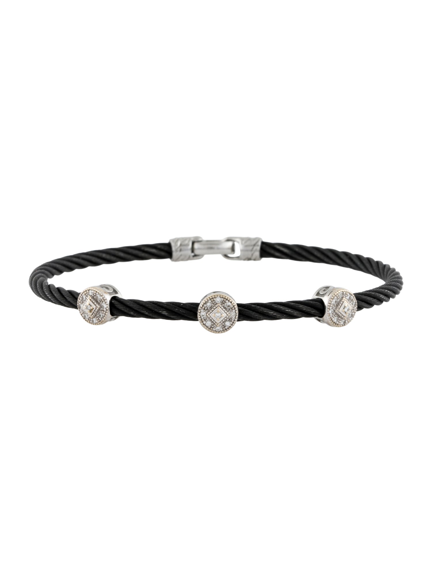 Charriol Diamond Cable Three Station Bracelet