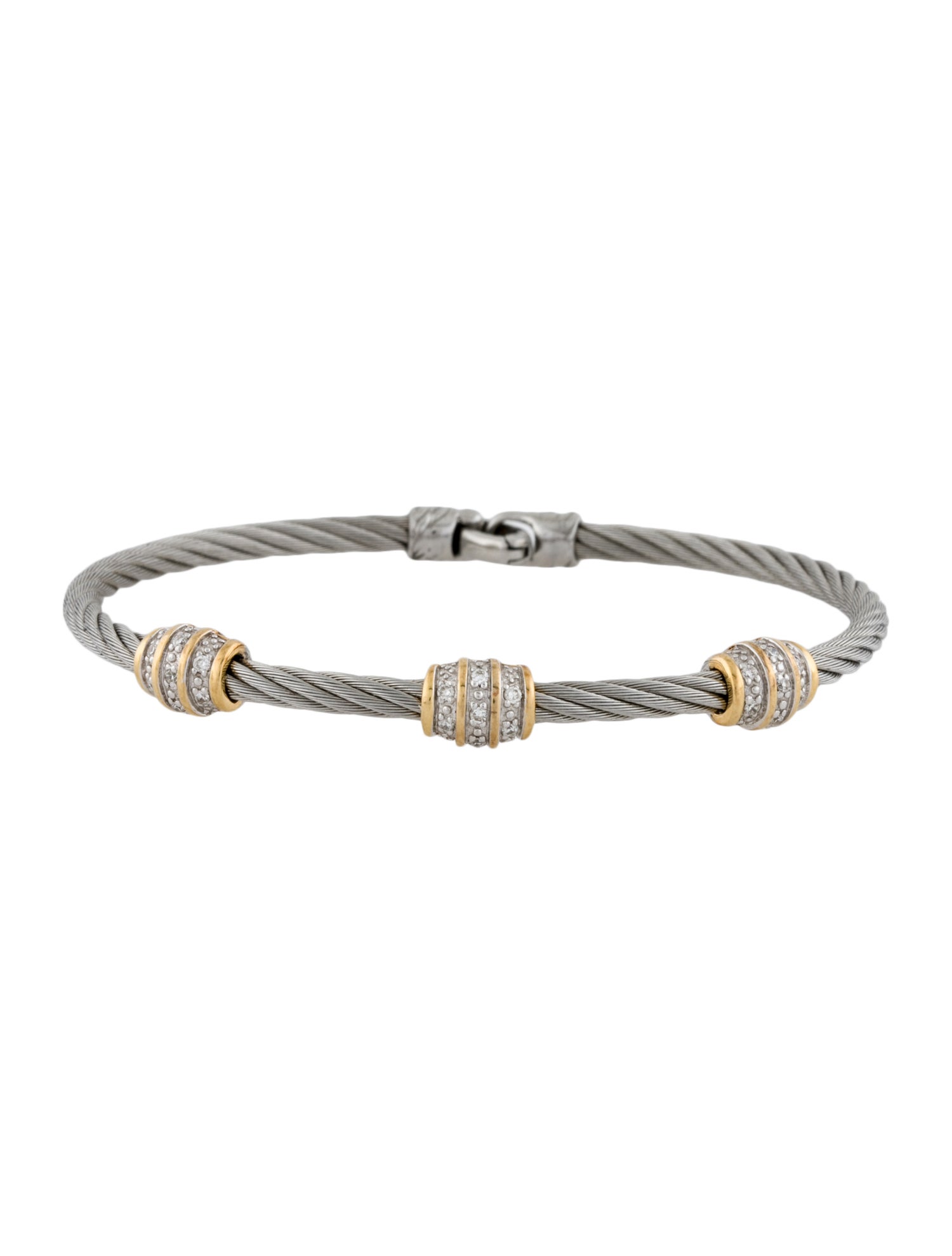Charriol Diamond Three Station Cable Bracelet