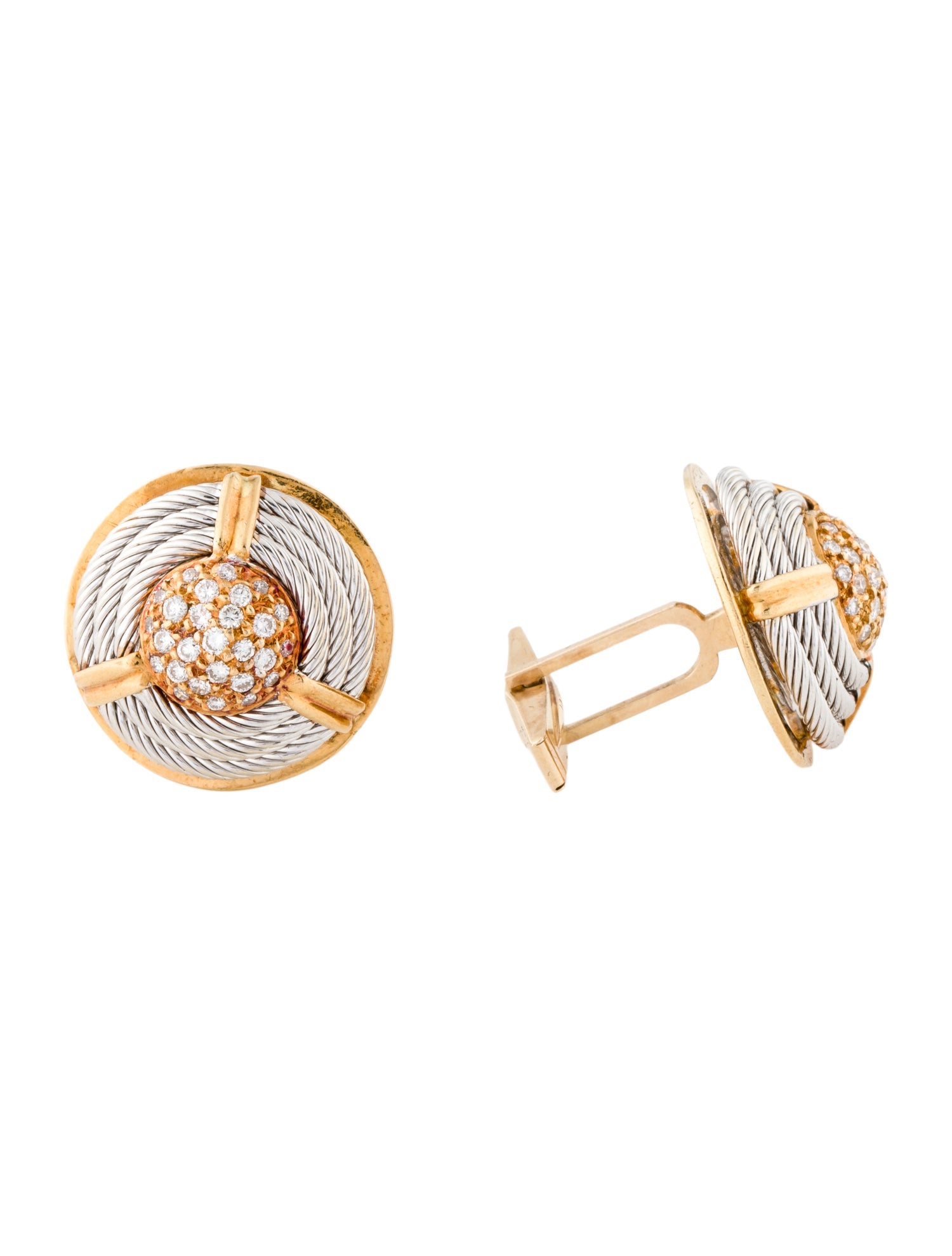 Charriol 18K 1.29ctw Diamond Dome Cufflinks