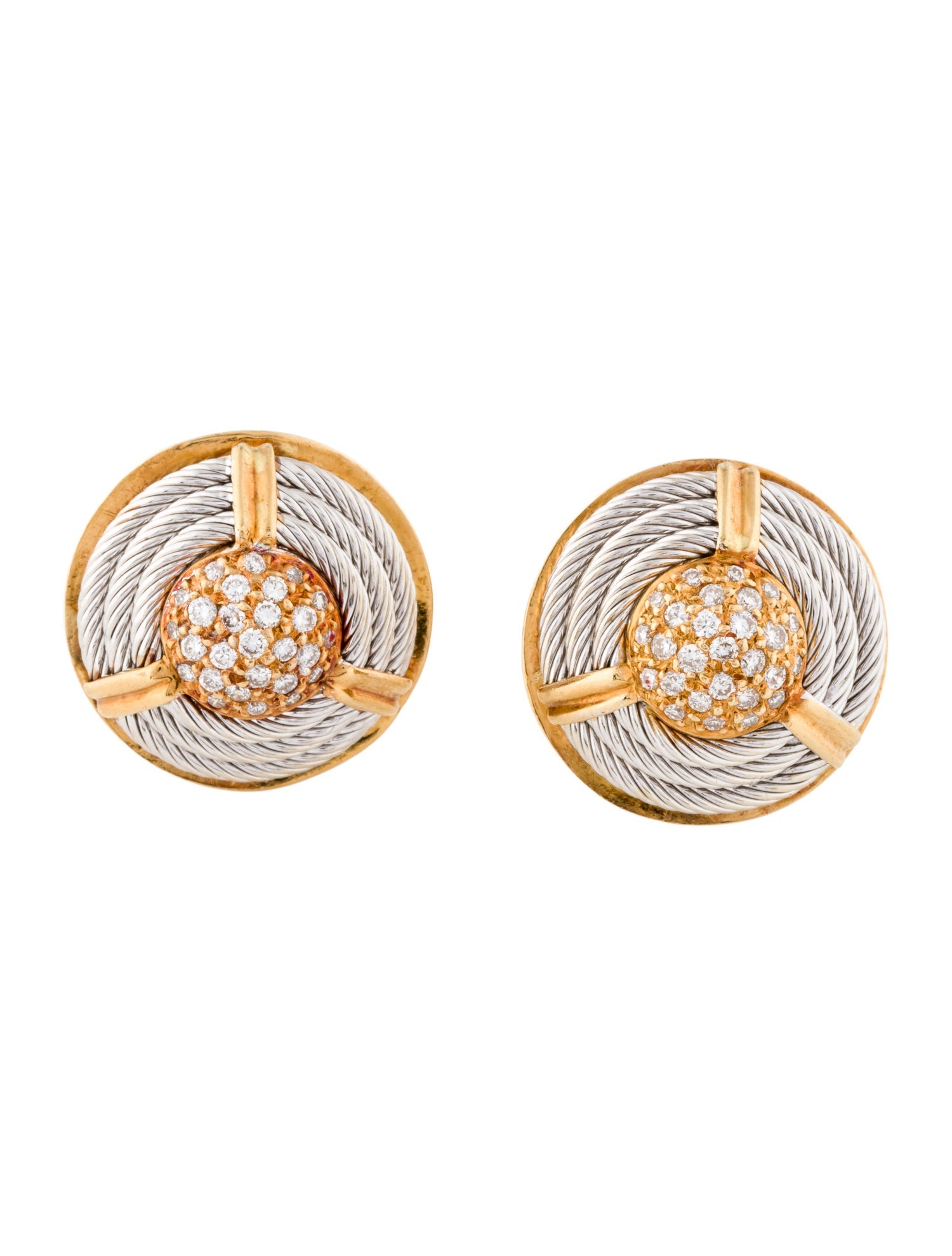 Charriol 18K 1.29ctw Diamond Dome Cufflinks