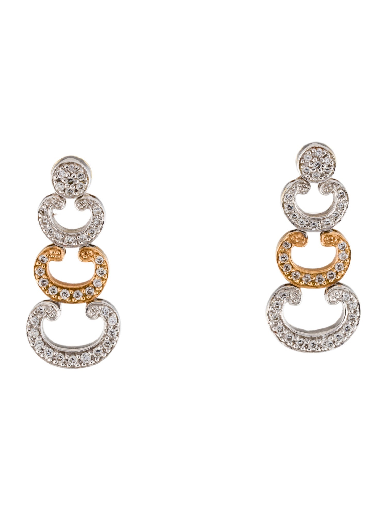 Charriol 18K Diamond 3 'C' Drop Earrings