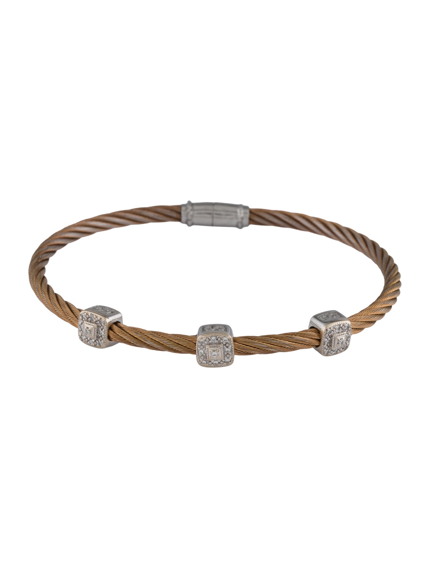 Charriol Diamond Cable Three Station Bracelet