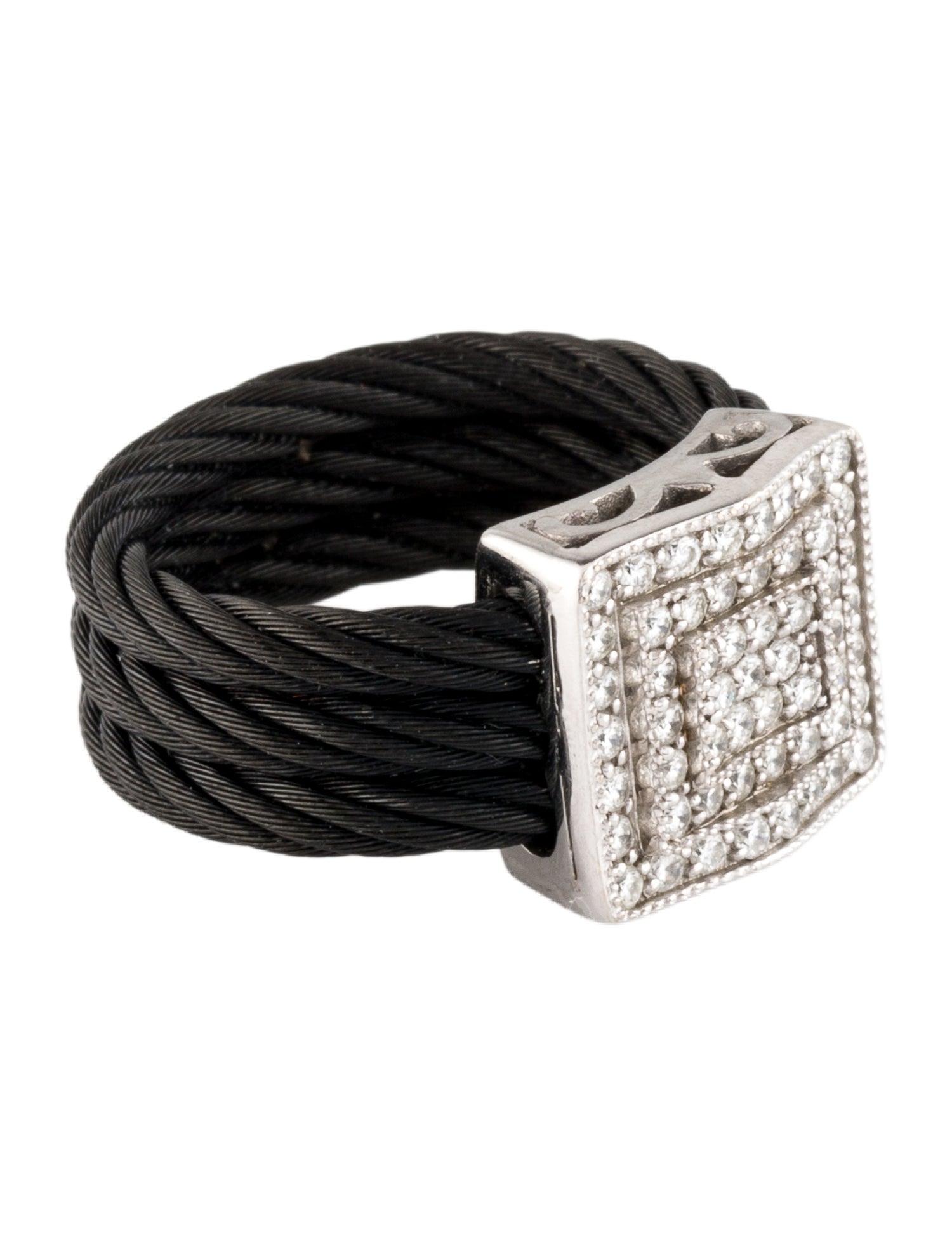 Charriol Diamond Celtic Noir Nautica Cable Cocktail Ring