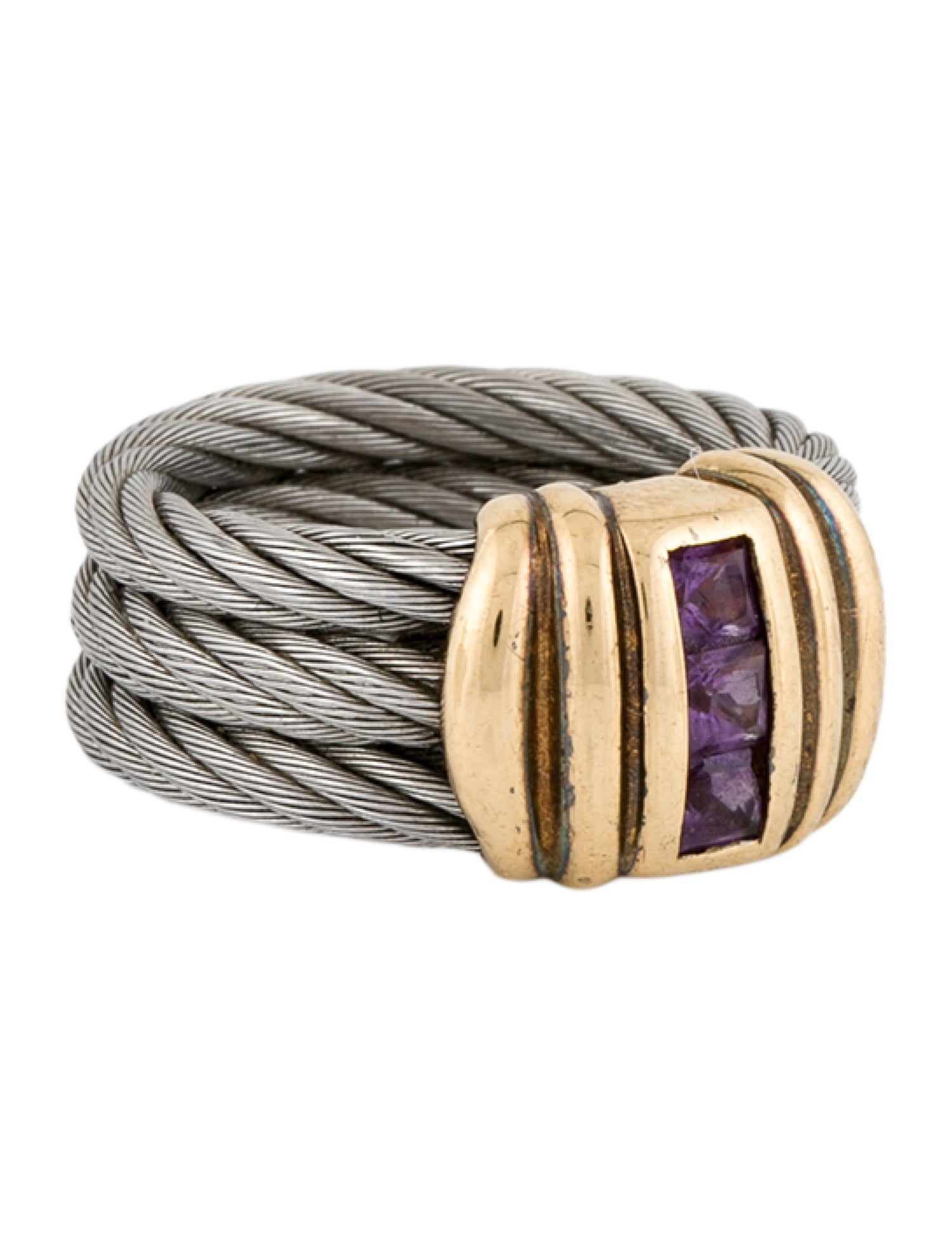 Charriol Amethyst Triple Cable Cocktail Ring