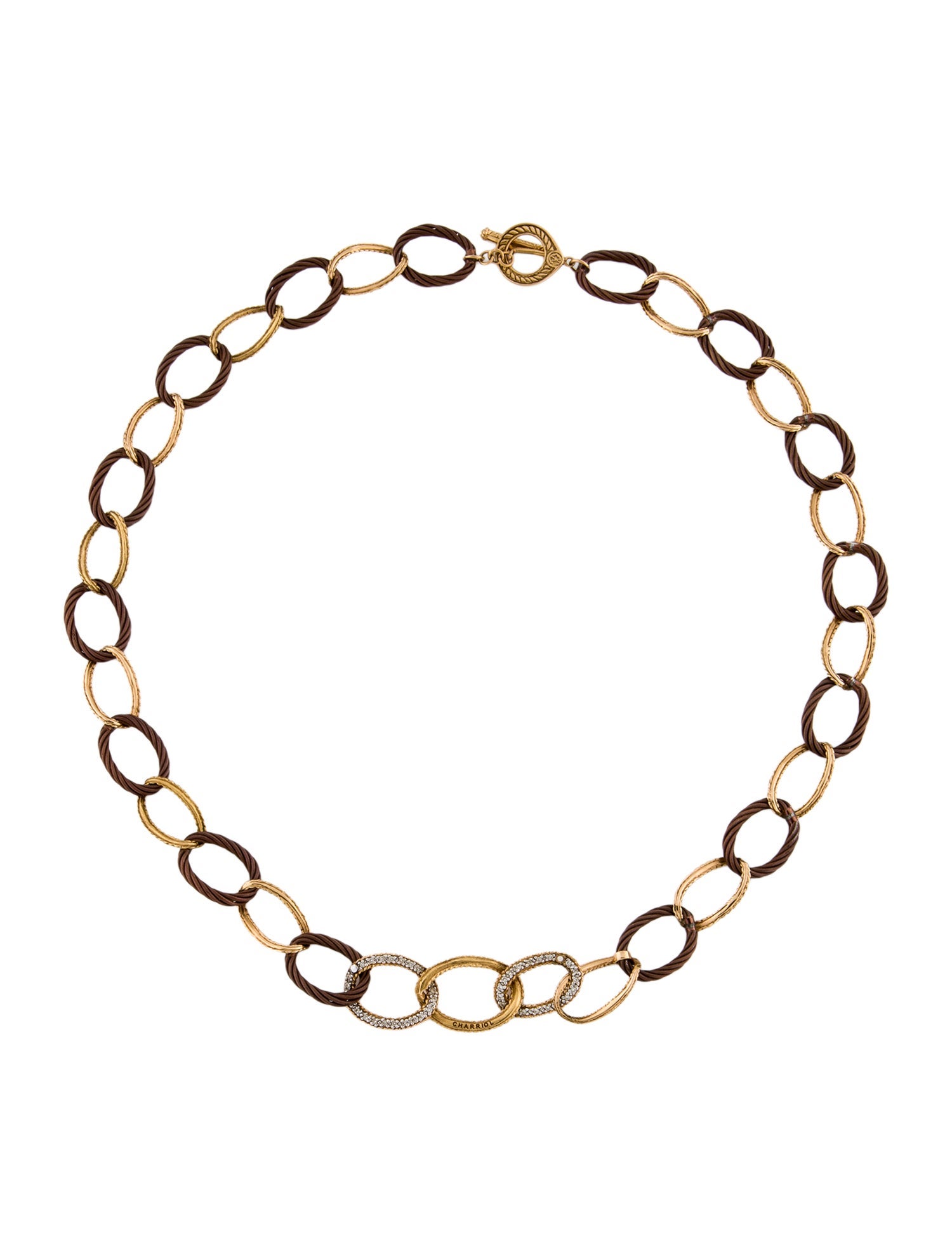 Charriol Diamond Oval Link Station Necklace