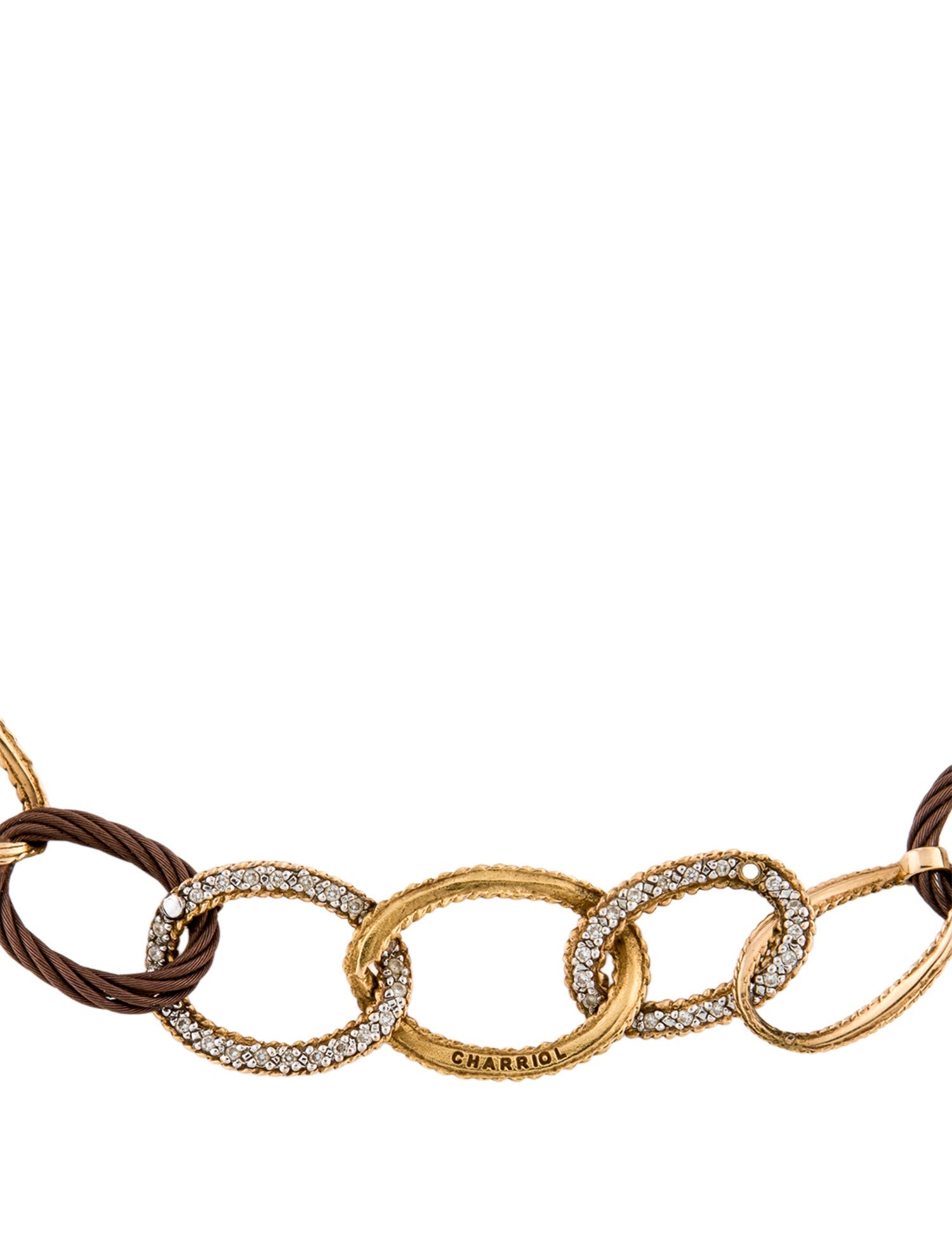 Charriol Diamond Oval Link Station Necklace