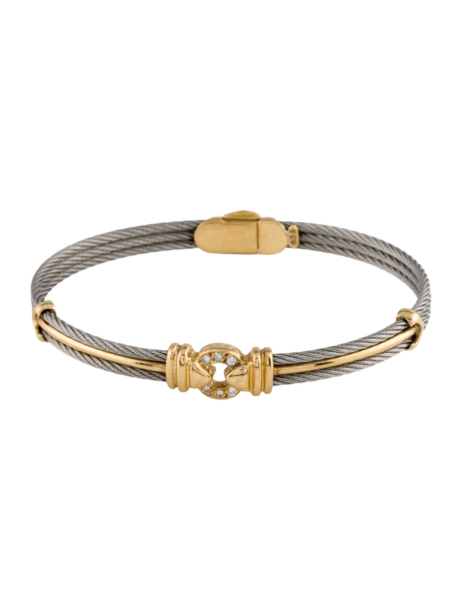 Charriol Diamond Double-Row Cable Bangle Bracelet