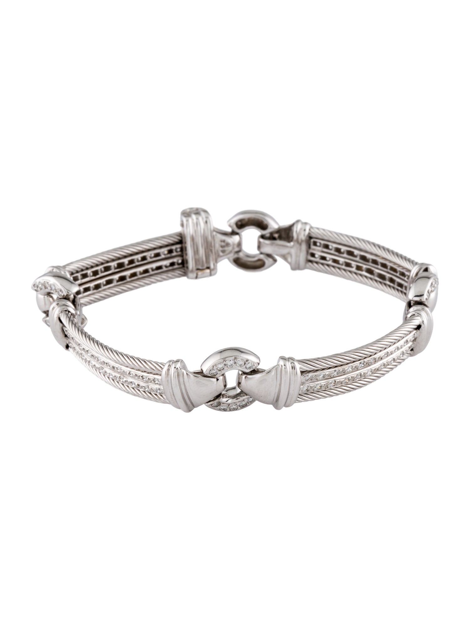 Charriol 18K Diamond Cable Station Bracelet